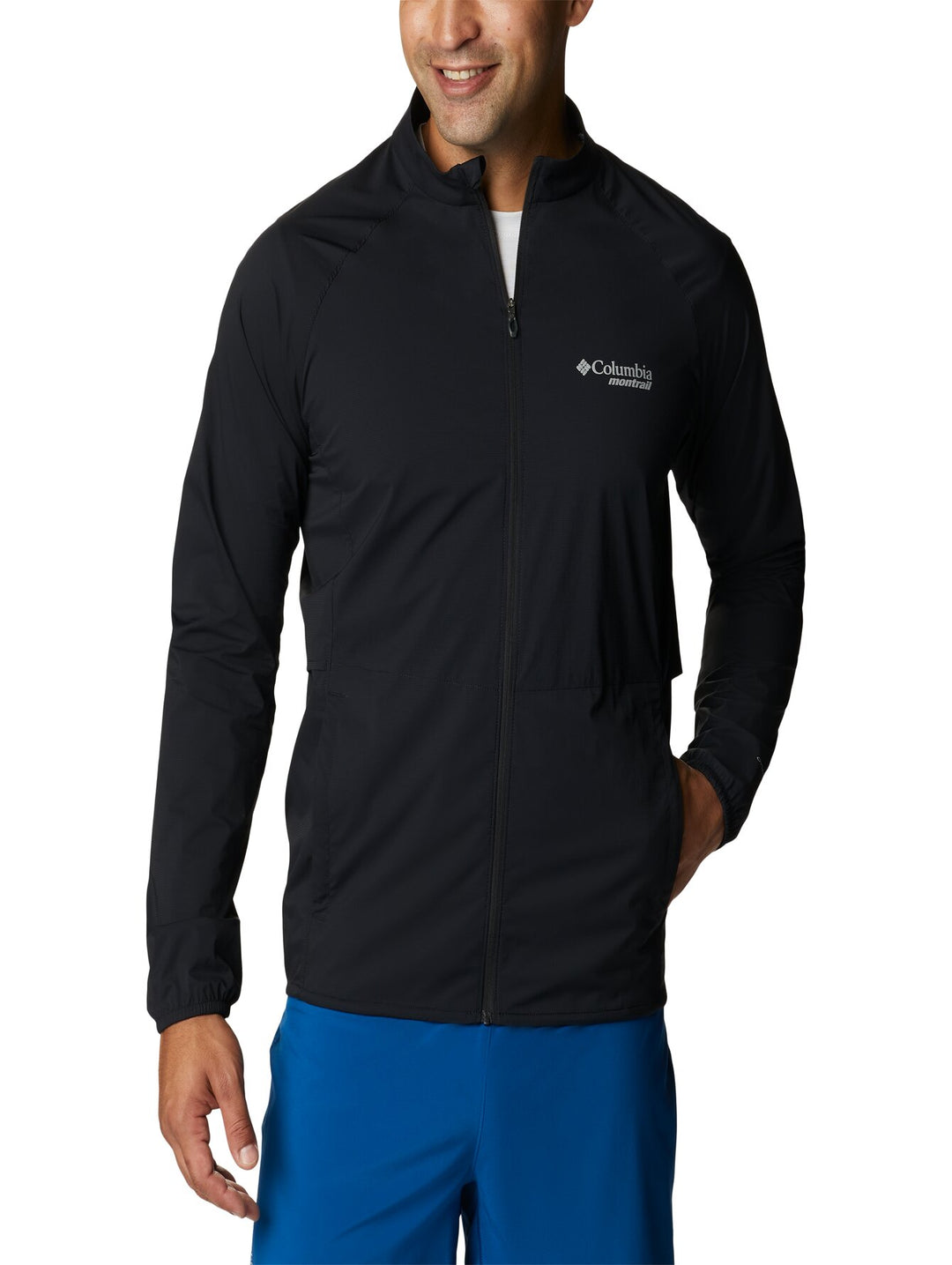 Chaqueta cortavientos color negro para hombre de la marca Columbia Montrail.