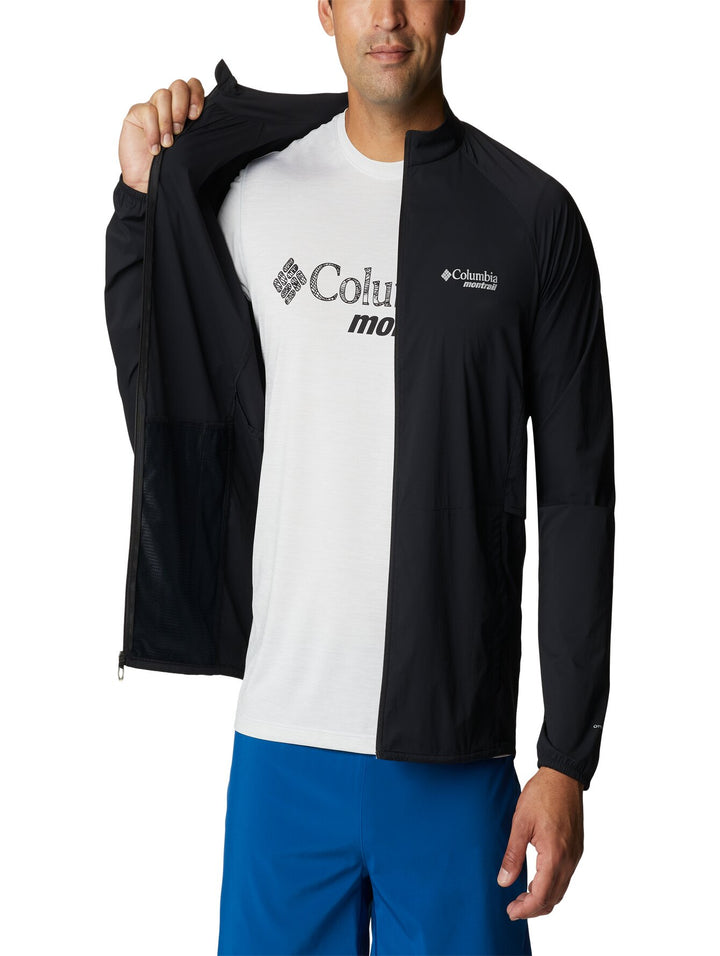 Chaqueta cortavientos color negro para hombre de la marca Columbia Montrail.
