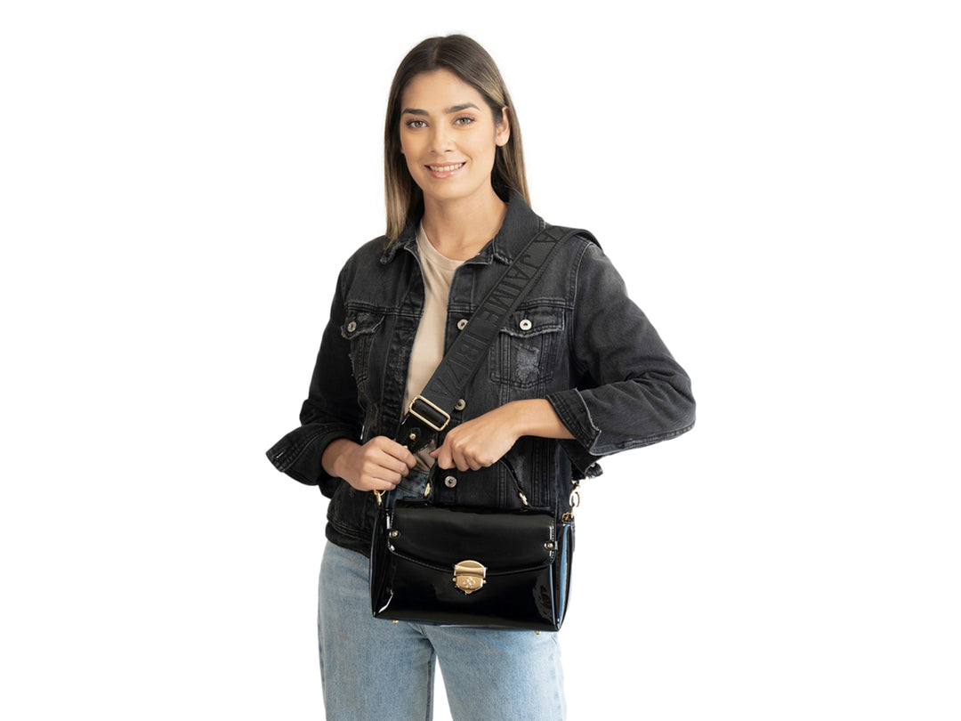 Bolsa de Hombro Jaime Ibiza Charol Negro para Mujer