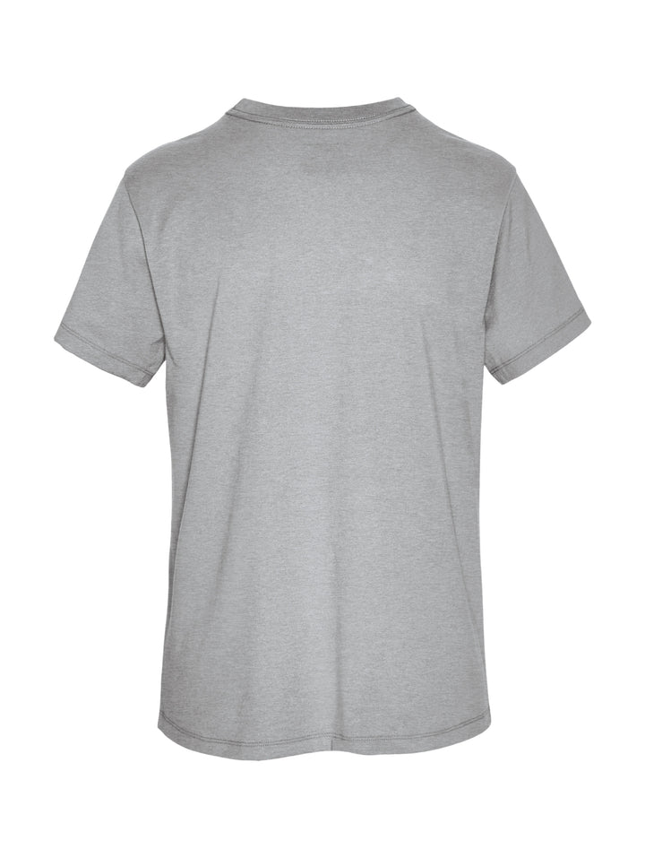 Camiseta de manga corta color gris Oxford con logotipo de Champion en el pecho y manga.