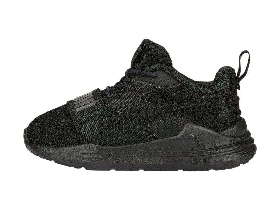 Tenis deportivos PUMA Wired Run Pure AC INF en color negro total para niño o niña.