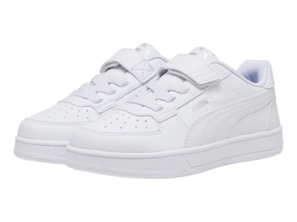 Tenis PUMA blancos para Niño con correa y cordones, estilo deportivo.