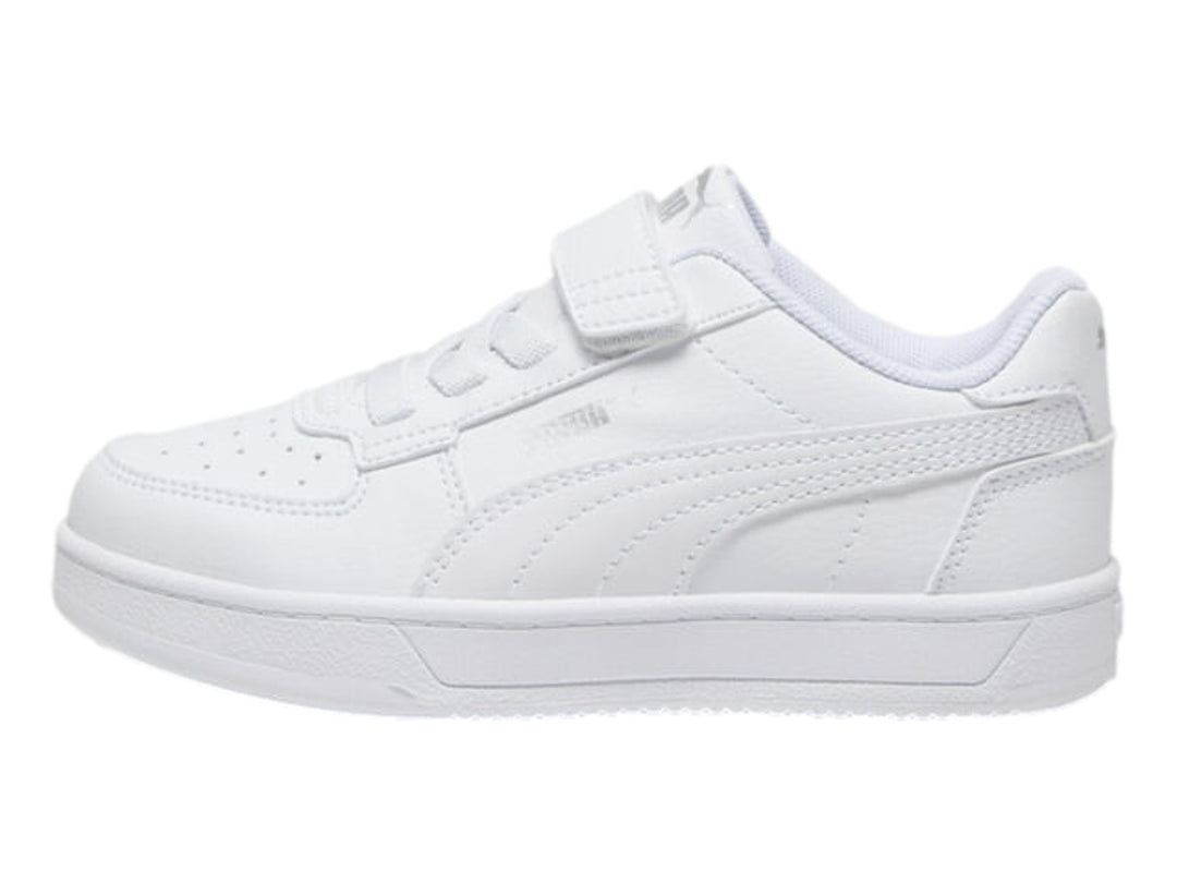 Tenis PUMA blancos para Niño con correa y cordones, estilo deportivo.