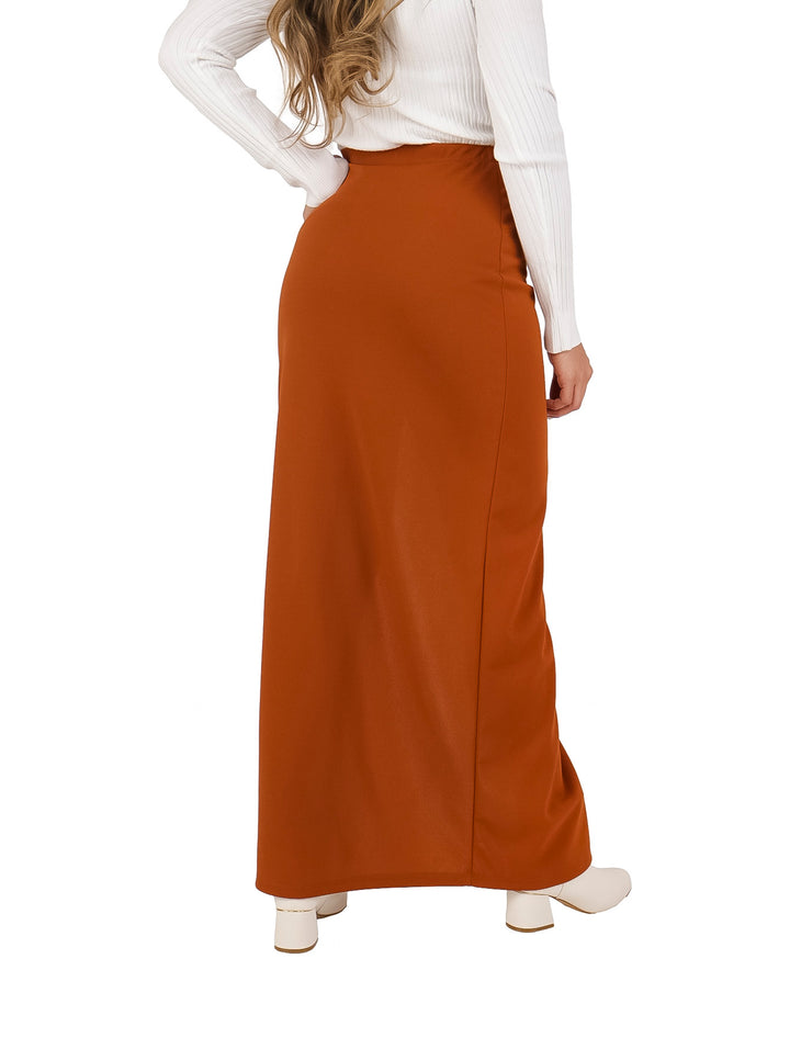 Falda Larga London Fashion Color Café para Mujer