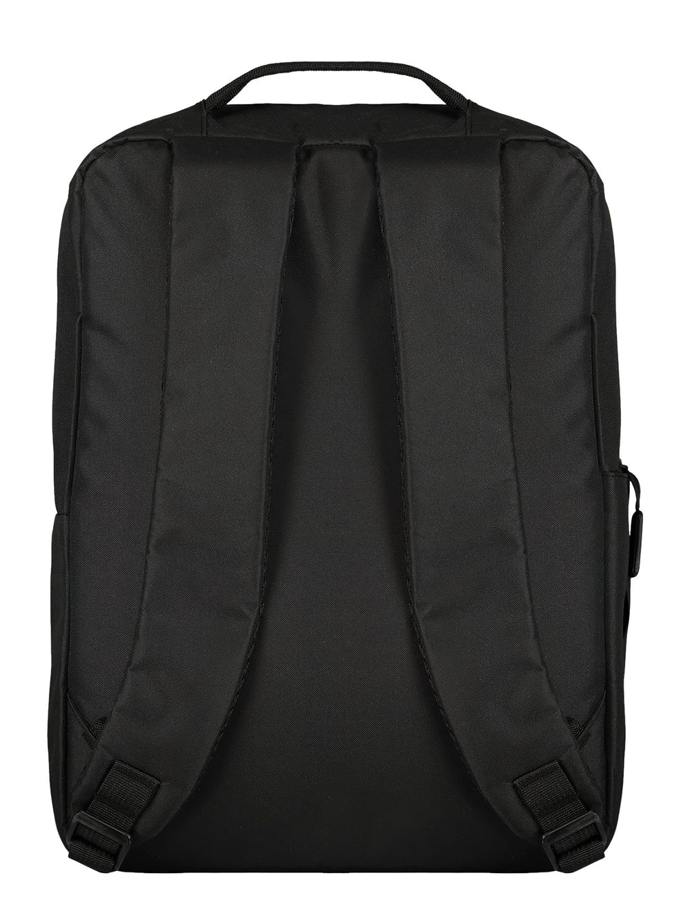 Mochila escolar unisex de color negro marca Charly con diseño minimalista y asa superior.