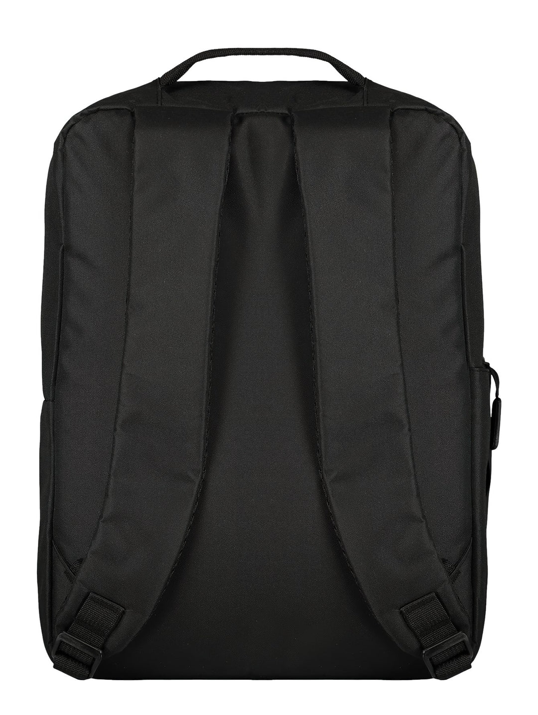 Mochila escolar unisex de color negro marca Charly con diseño minimalista y asa superior.