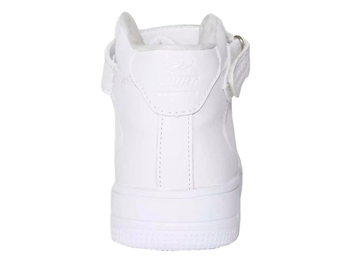 Tenis deportivos blancos de bota para Niño con agujetas y correa superior.