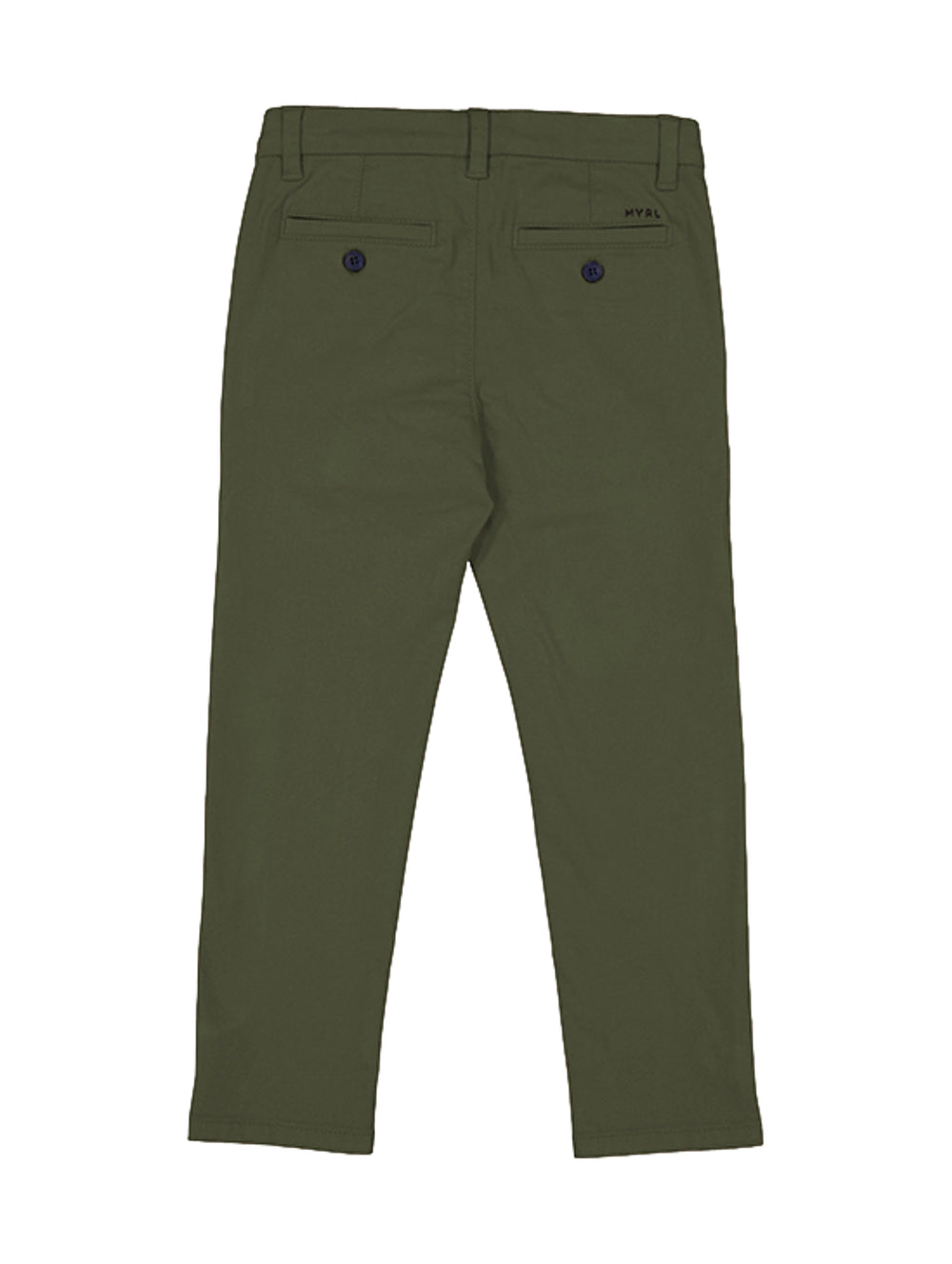 Pantalón chino básico para niño en color verde orégano.