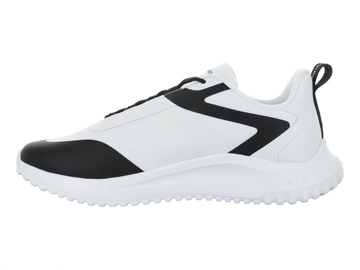 Tenis Calvin Klein Jeans color blanco con detalles en negro y suela blanca robusta.