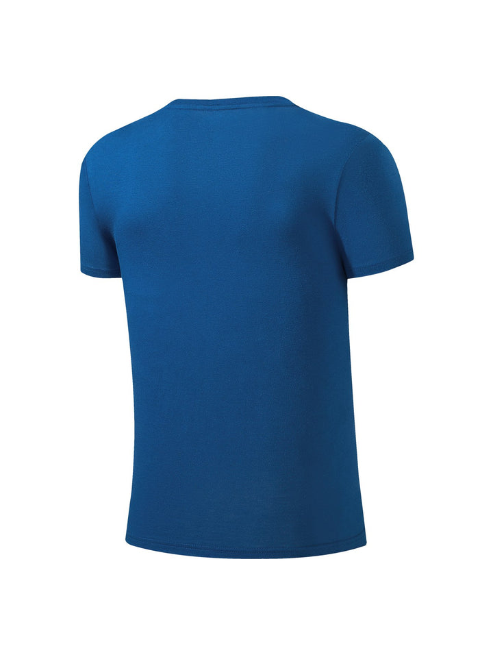 Camiseta azul de manga corta con logotipo blanco de los Dodgers de Los Ángeles.
