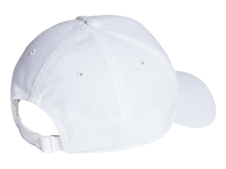 Gorra deportiva Adidas de color blanco con logotipo frontal en negro y visera curva.