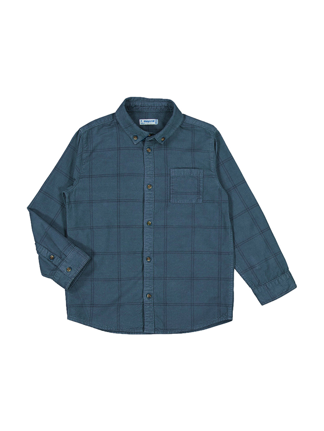 Sobrecamisa de pana azul oscuro con estampado de cuadros y manga larga para Niño.