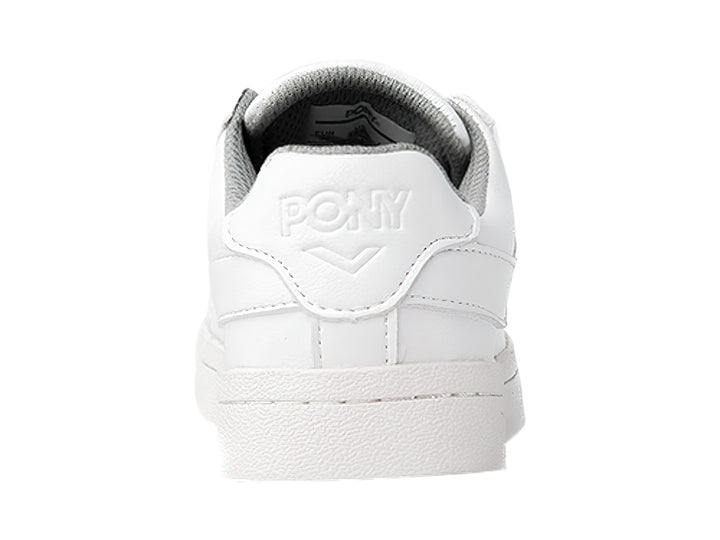 Tenis PONY color blanco total para niño o niña, con agujetas y suela plana blanca.