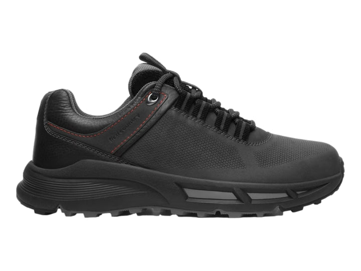 Zapato casual negro Flexi con suela gruesa y detalles de costuras rojas.