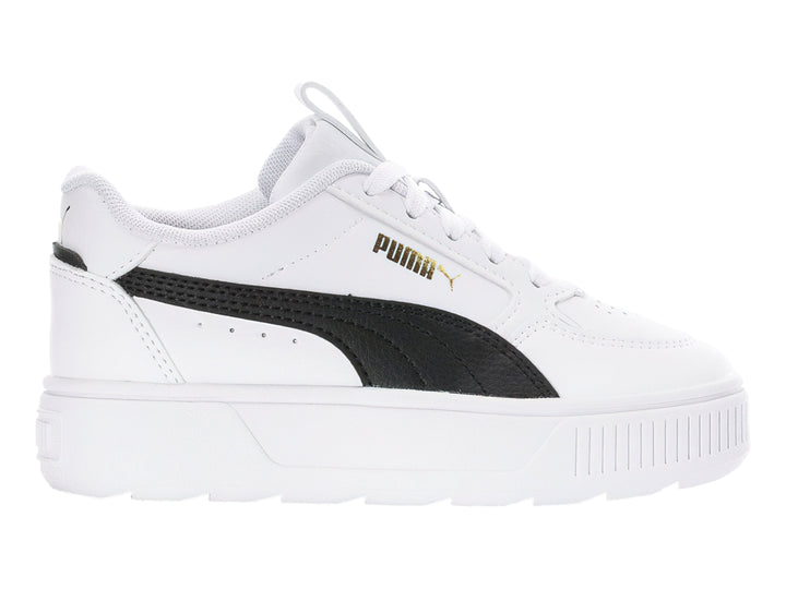 Tenis PUMA Carmen Rebelle PS en color blanco con franja lateral negra y suela de plataforma blanca.