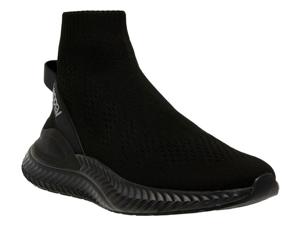 Tenis deportivos Steve Madden color negro, diseño tipo calcetín con suela texturizada.