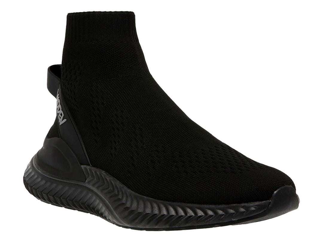 Tenis deportivos Steve Madden color negro, diseño tipo calcetín con suela texturizada.