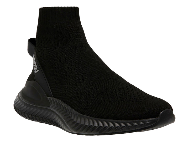 Tenis deportivos Steve Madden color negro, diseño tipo calcetín con suela texturizada.