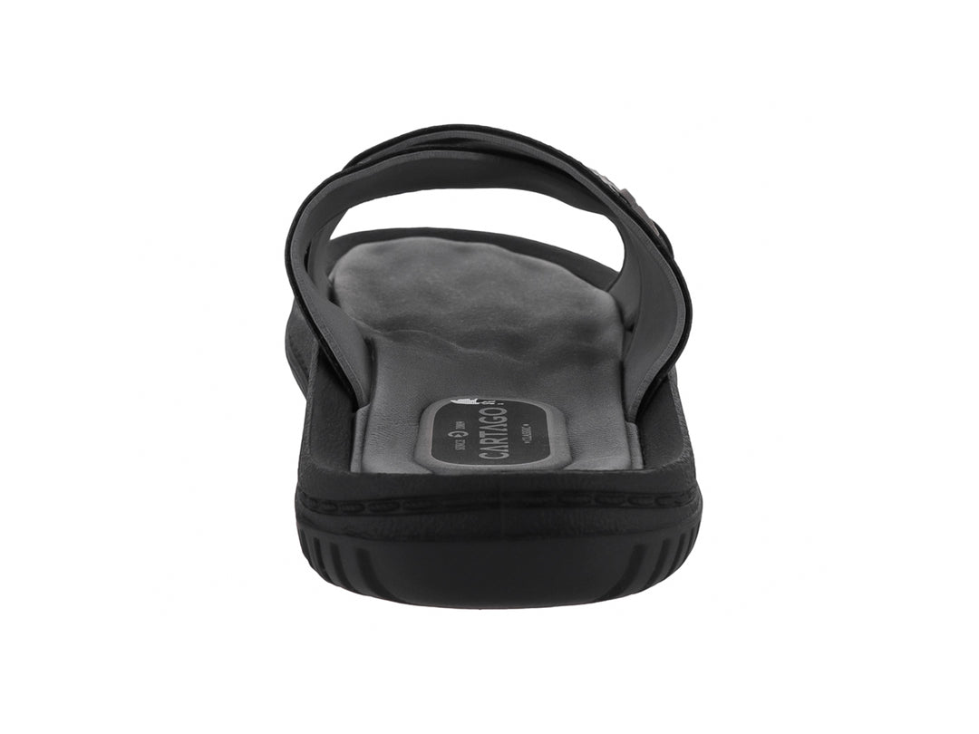 Sandalia Cartago para Hombre en color negro con correas cruzadas y suela gris.