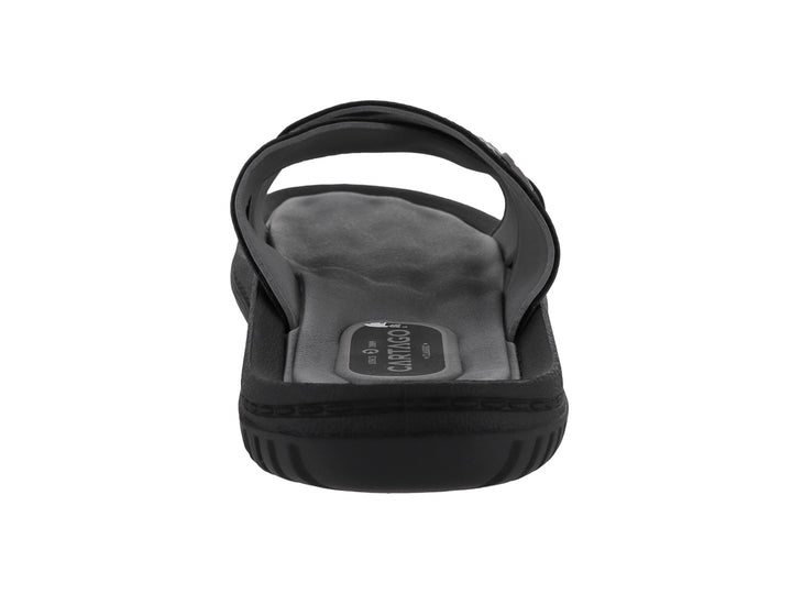 Sandalia Cartago para Hombre en color negro con correas cruzadas y suela gris.