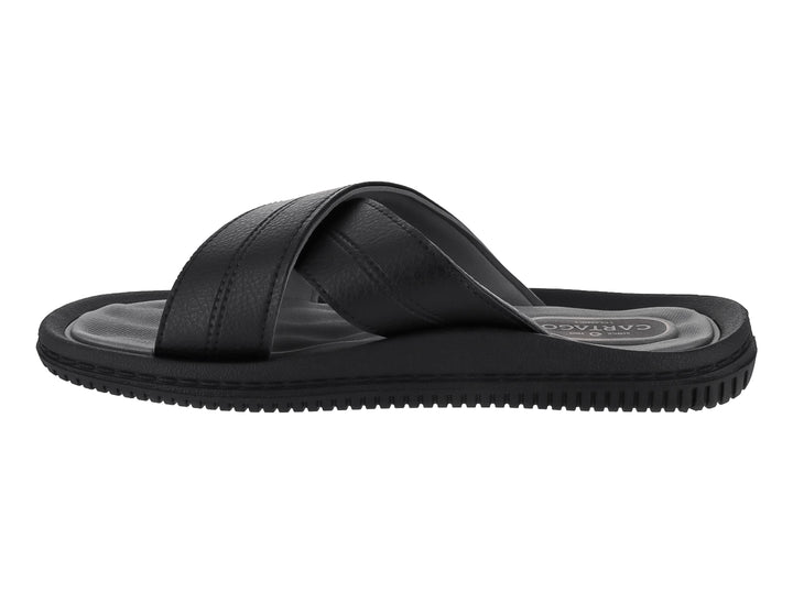 Sandalia Cartago para Hombre en color negro con correas cruzadas y suela gris.