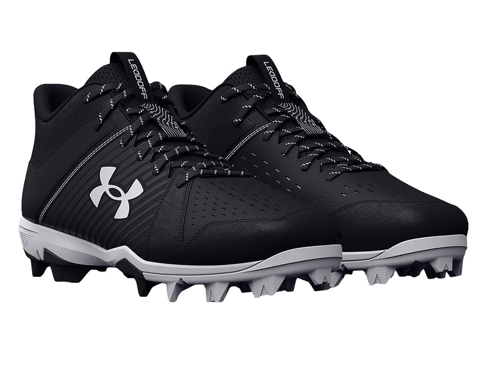 Zapato deportivo Under Armour Lead Off Mid en color negro con suela gris y logo blanco lateral.