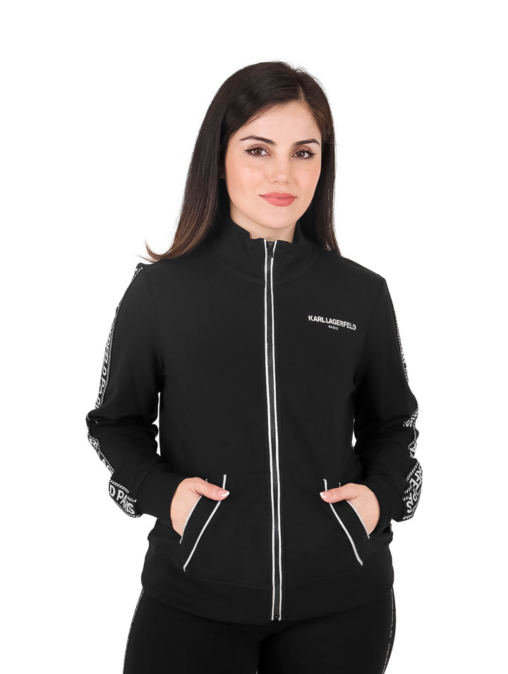 Sudadera con Cierre Karl Lagerfeld Negro y Plata para Mujer