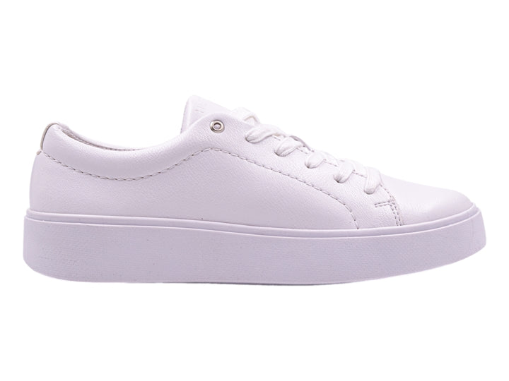 Tenis Hispana modelo Emily en color blanco con suela de plataforma y agujetas.