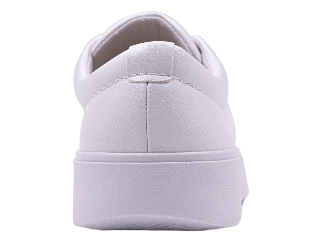 Tenis Hispana modelo Emily en color blanco con suela de plataforma y agujetas.