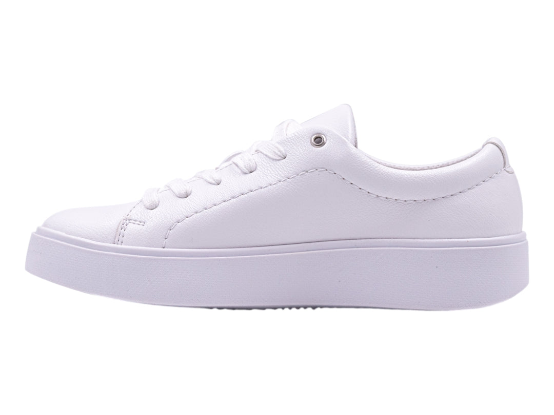 Tenis Hispana modelo Emily en color blanco con suela de plataforma y agujetas.