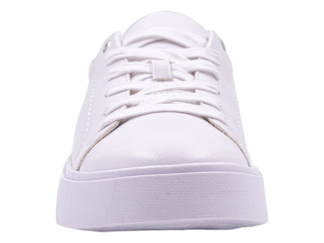 Tenis Hispana modelo Emily en color blanco con suela de plataforma y agujetas.