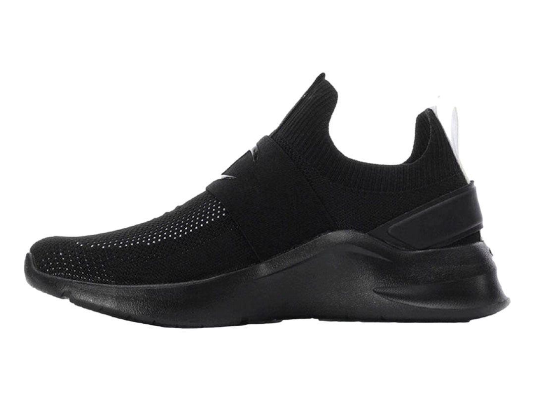 Tenis deportivos Champion color negro con detalles en blanco, diseño tipo calcetín sin agujetas y suela robusta.