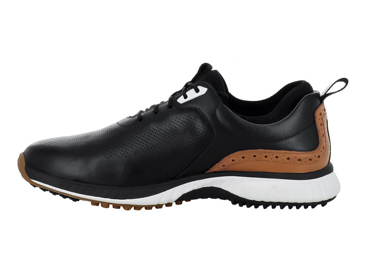 Zapato híbrido Johnston &amp; Murphy en color negro con detalles en café y suela deportiva blanca.