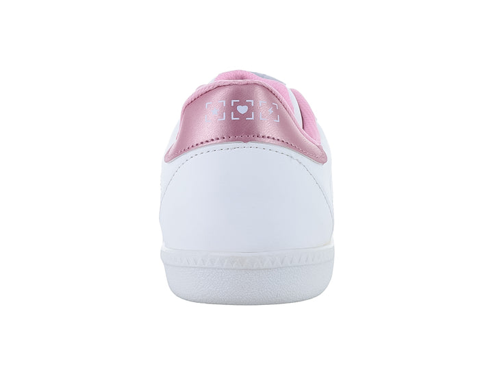 Tenis deportivos blancos con detalles en gris y rosa, ideales para Niña.