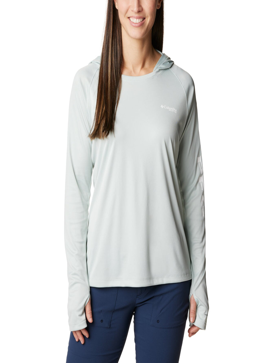 Playera con Capucha Columbia Verde Claro para Mujer