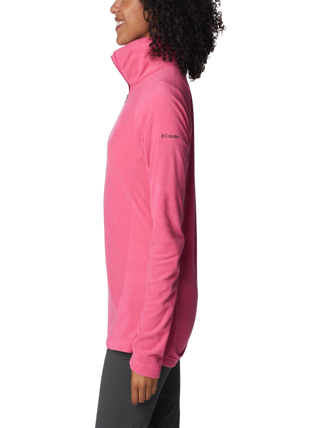 Sudadera Columbia color rosa intenso con medio cierre y cuello alto para Mujer.