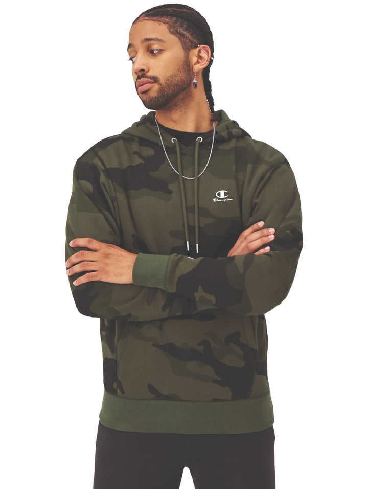 Sudadera con capucha Champion en color verde camuflaje.