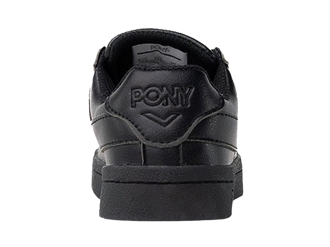 Tenis deportivos PONY color negro total con cordones y suela plana.