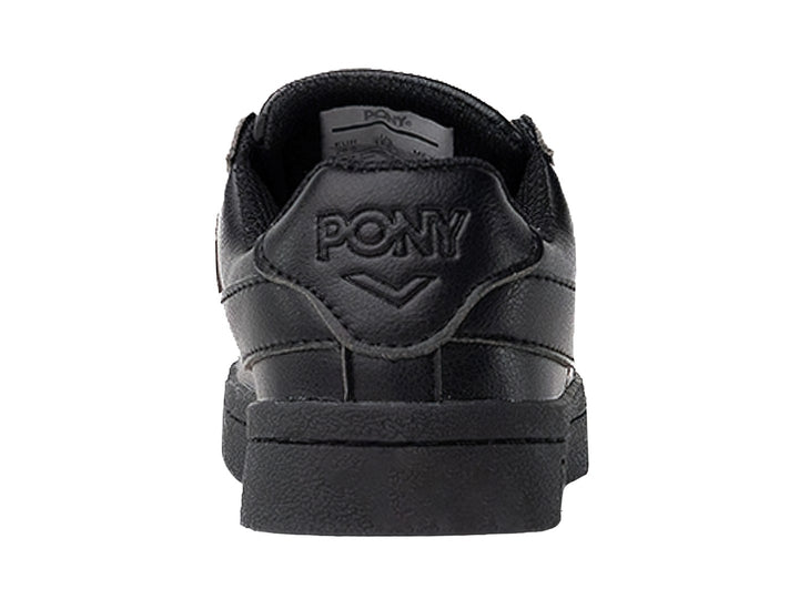 Tenis deportivos PONY color negro total con cordones y suela plana.