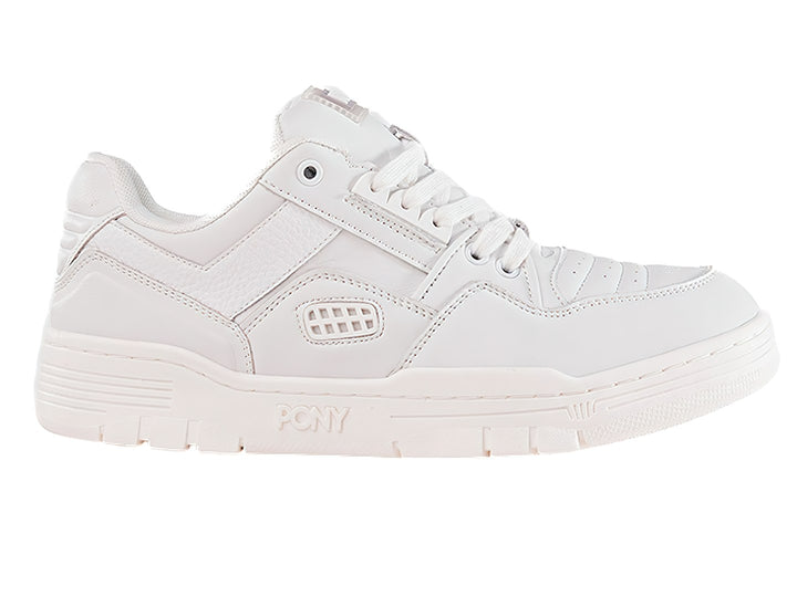 Tenis PONY M-100 LO en color blanco, diseño deportivo de corte bajo con suela gruesa.