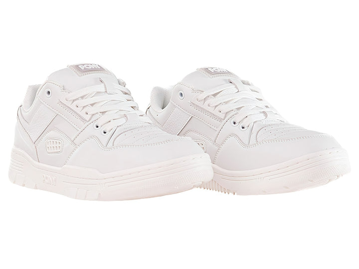 Tenis PONY M-100 LO en color blanco, diseño deportivo de corte bajo con suela gruesa.