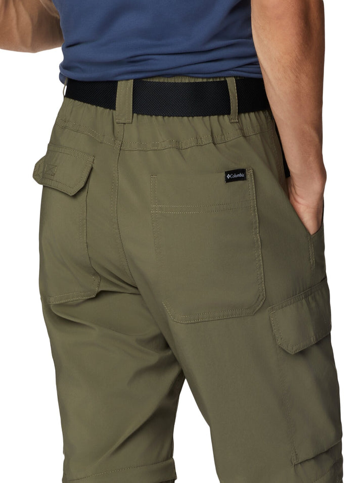 Pantalón Columbia Silver Ridge Utility convertible en color verde piedra con cierre en la rodilla para transformarse en short.