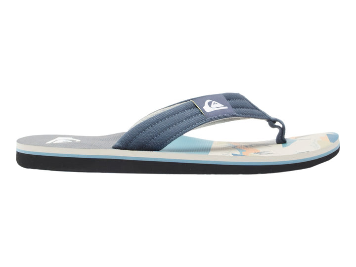Sandalia de dedo Quiksilver en tonos gris y blanco con correa azul marino.