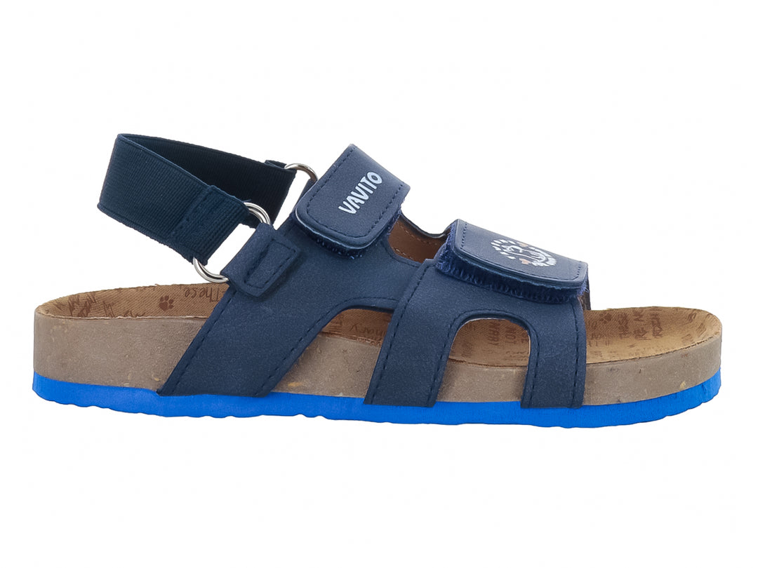 Sandalia VAVITO para niño en color azul marino con suela azul y plantillas beige.