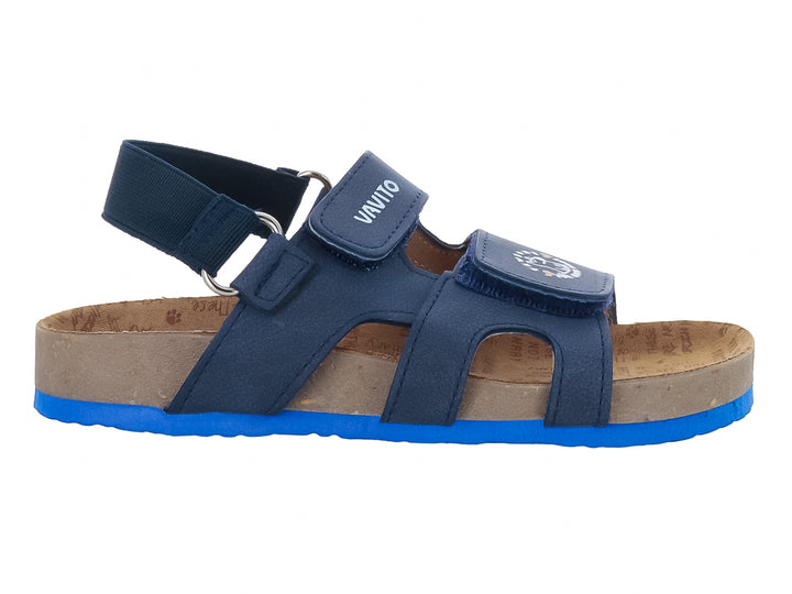 Sandalia VAVITO para niño en color azul marino con suela azul y plantillas beige.