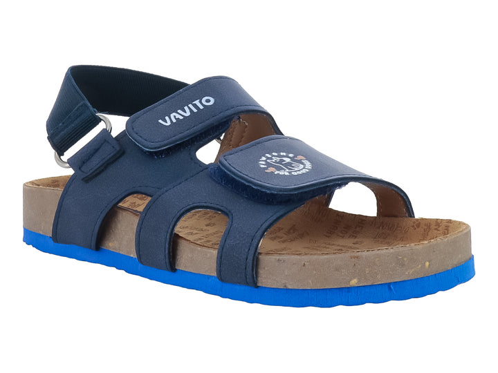 Sandalia VAVITO para niño en color azul marino con suela azul y plantillas beige.