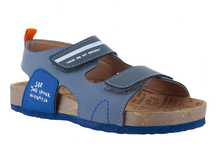 Sandalia infantil VAVITO color azul con correas de velcro y detalle de texto &