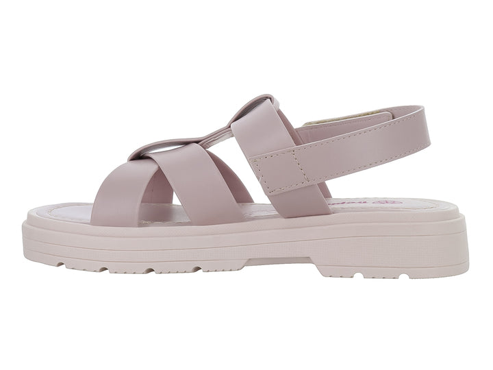 Sandalia Tropicana para niña en color rosa claro con plataforma gruesa y correas ajustables.