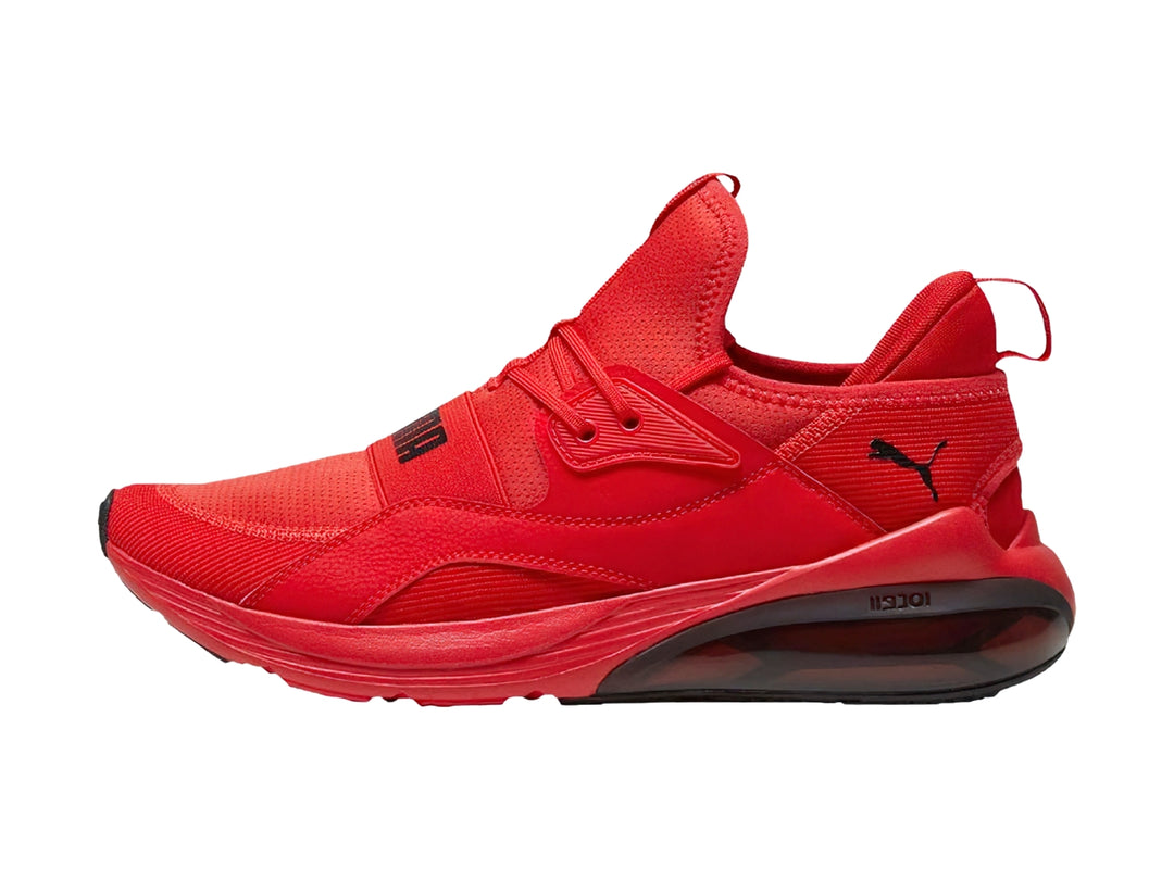 Tenis deportivos PUMA Cell Vive Intake de color rojo con detalles en negro.