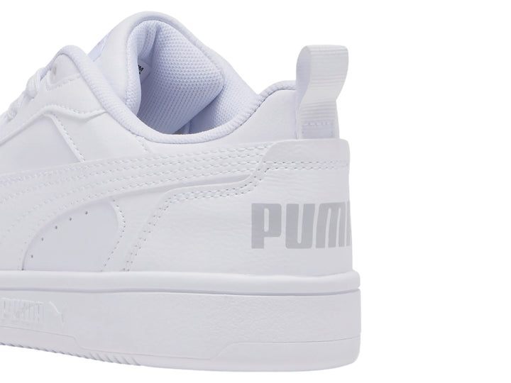 Tenis PUMA Rebound V6 Lo Blancos y Grises para Nino